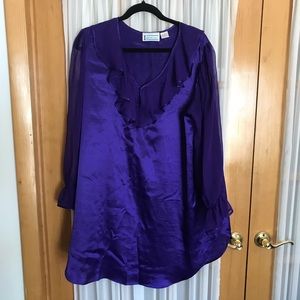 Satin sleepwear top in Royal Purple.